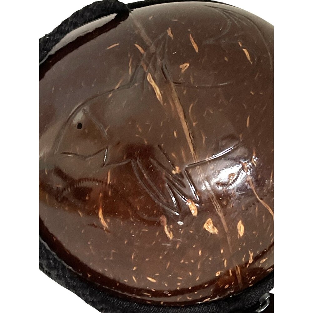 VTG Shoulder Clutch Purse Handbag Hawaii Brown Coconut Shell Carved Zipper Close - Picture 4 of 10